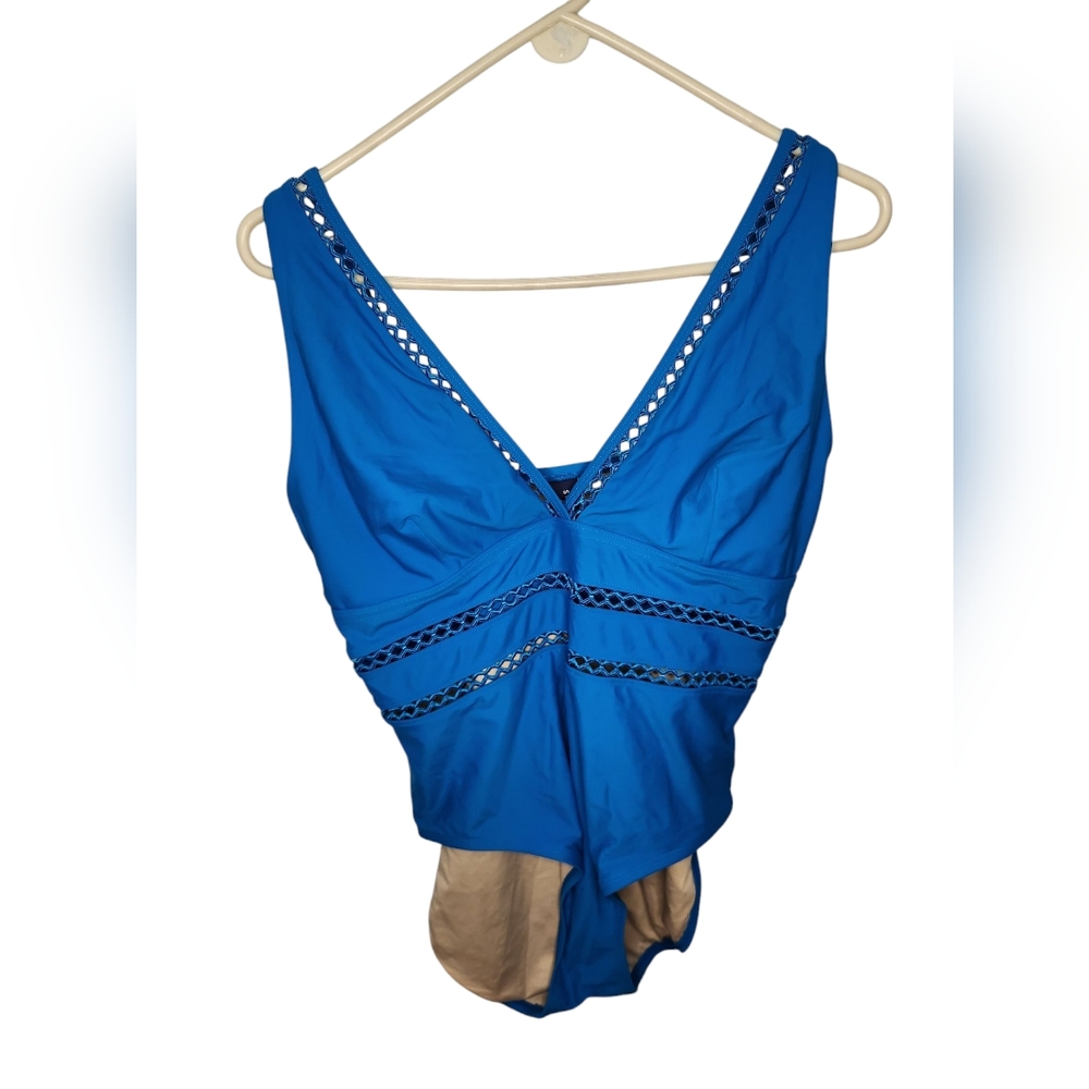 Kim Gravel x Swimsuits For All Lattice One-Piece - Blue Size 16